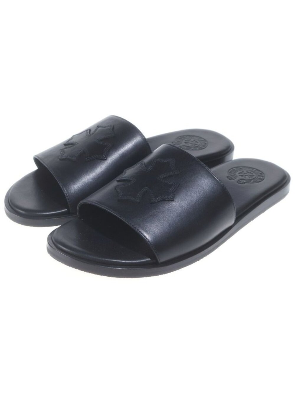 Chrome Hearts CH Slide Leather CH Plus Patch Sandals Black
